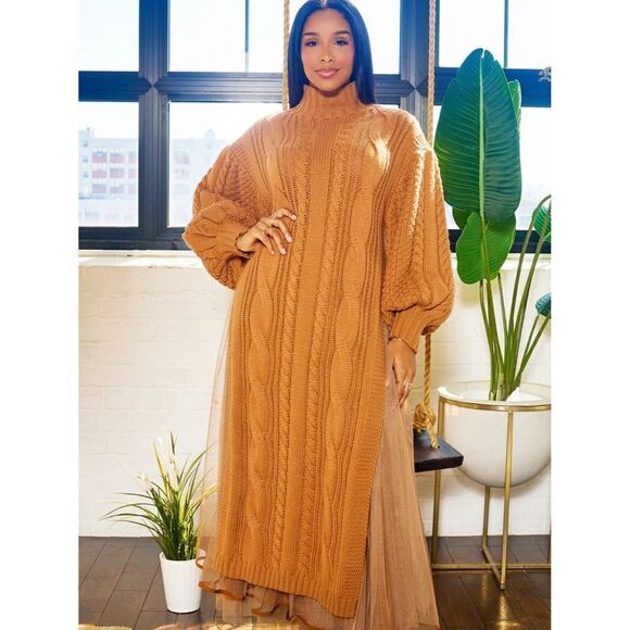 NWT Tulle Me A Secret Sweater 2PC Skirt Set - Tan - Picture 10 of 14